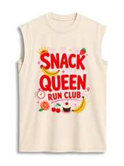 SNACK QUEEN RUN CLUB Vintage Washed Cotton Tank Top
