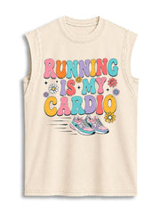 Running Is My Cardio Vintage Washed Cotton Tank Top