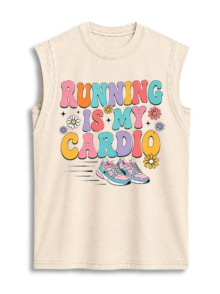 Running Is My Cardio Vintage Washed Cotton Tank Top