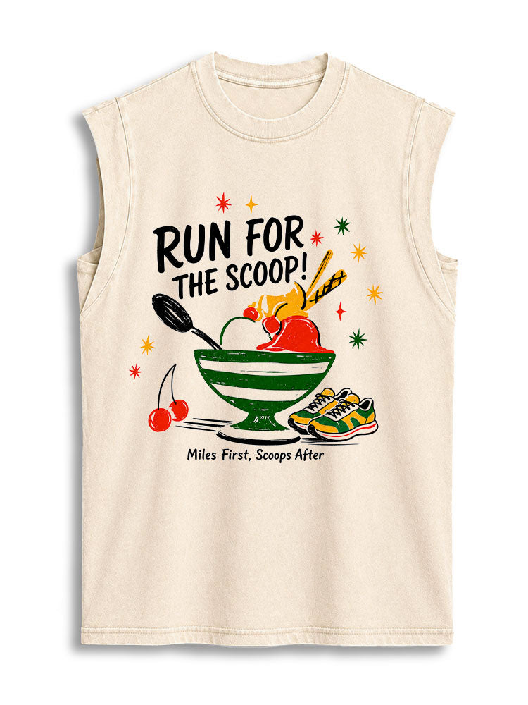 RUN FOR THE SCOOP Vintage Washed Cotton Tank Top