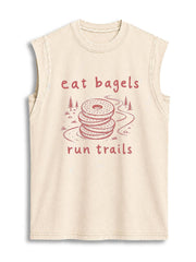 eat bagels run trails Vintage Washed Cotton Tank Top