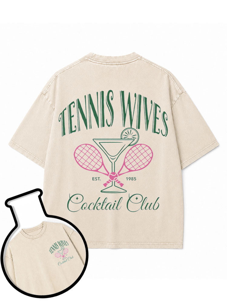 TENNIS WIVES Cocktail Club Washed T-Shirt
