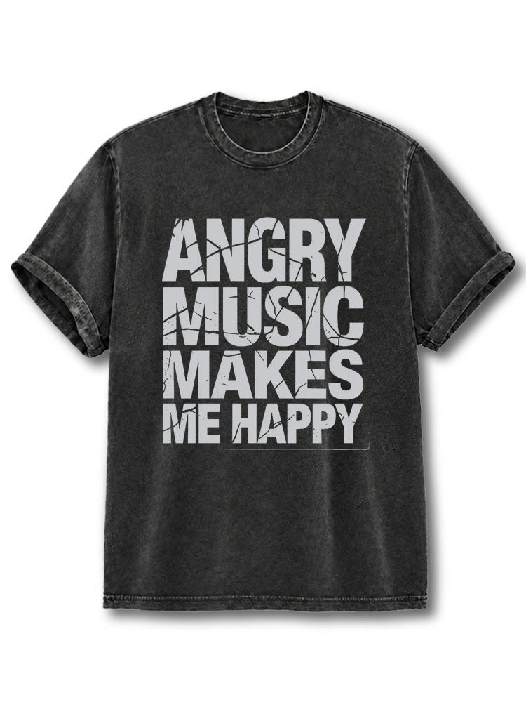Angry Music Makes Me Happy Washed T-Shirt