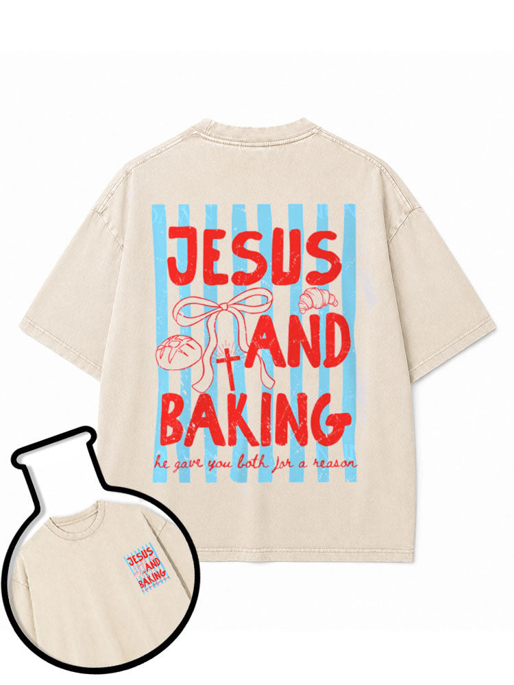 JESUS AND BAKING Washed T-Shirt