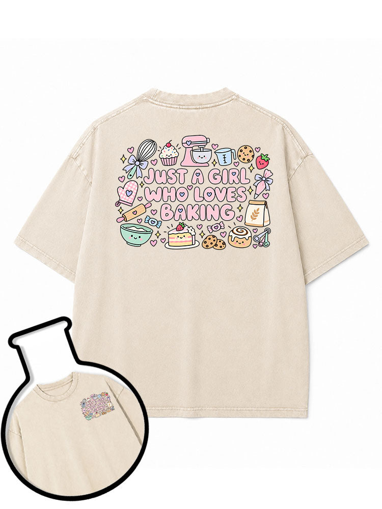 just a girl who loves baking Washed T-Shirt