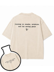 running on snacks scripture and his saving grace Washed T-Shirt