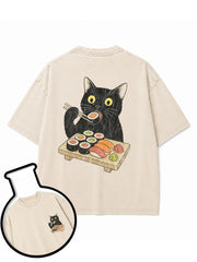 Cat Sushi Washed T-Shirt