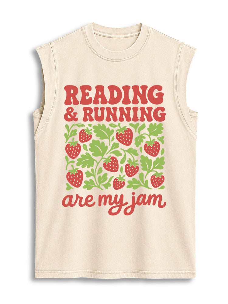 READING & RUNNING are my jam Vintage Washed Cotton Tank Top