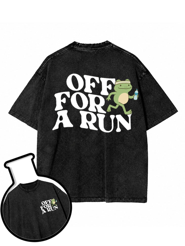 OFF FOR A RUN Washed T-Shirt