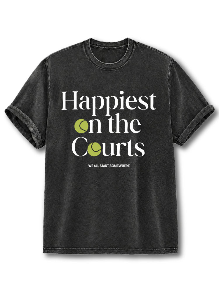 Happiest on the Courts Washed T-Shirt