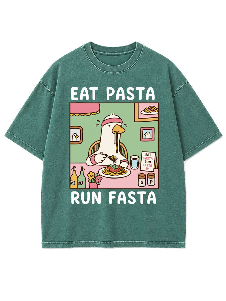 EAT PASTA RUN FASTA Washed T-Shirt