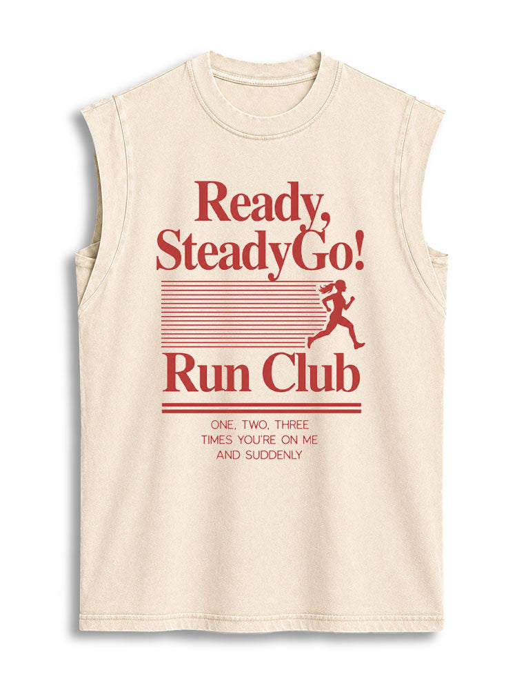 READY STEADY GO Vintage Washed Cotton Tank Top