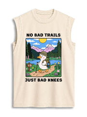 NO BAD TRAILS JUST BAD KNEES Vintage Washed Cotton Tank Top