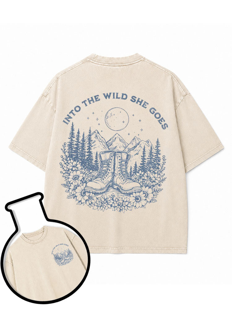 INTO THE WILD SHE GOES Washed T-Shirt