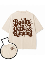 Books Coffee & Running Washed T-Shirt