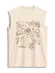 book lover run club Vintage Washed Cotton Tank Top
