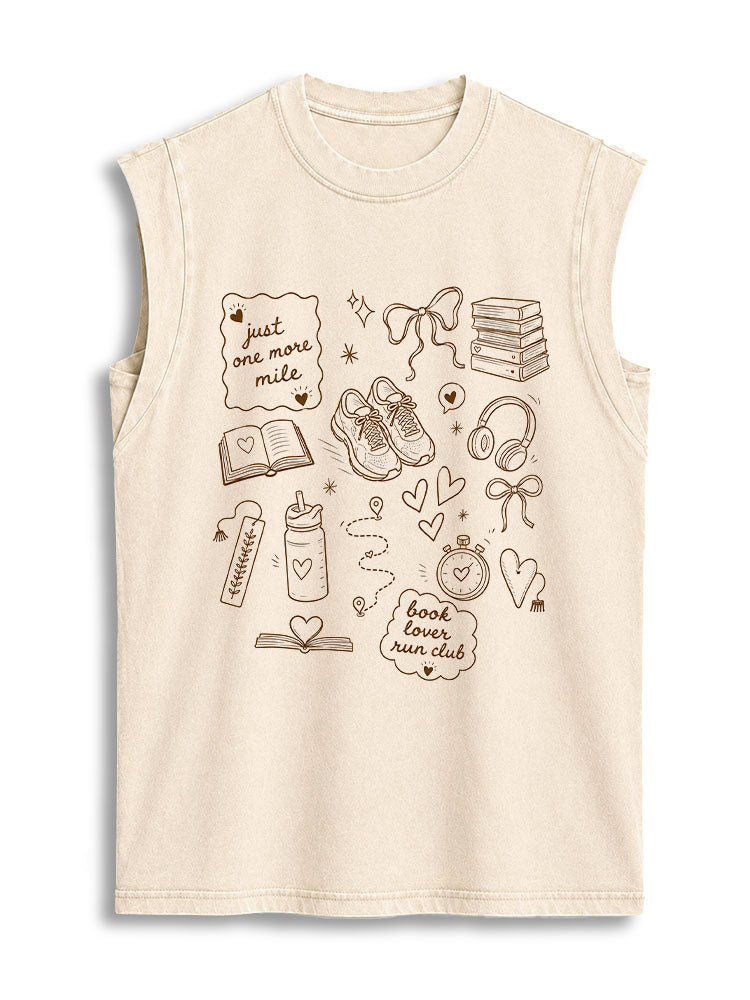 book lover run club Vintage Washed Cotton Tank Top