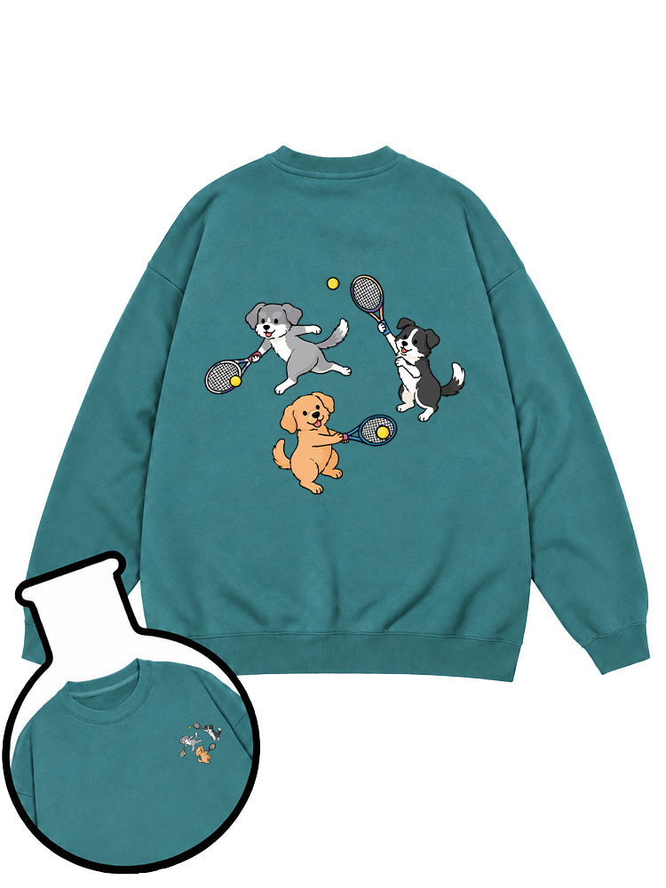 Dogs playing tennis Sweatshirt