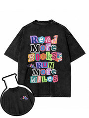 Read MoRe BOOKS RUN MoRe MILeS Washed T-Shirt