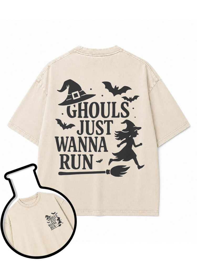 GHOULS JUST WANNA RUN Washed T-Shirt