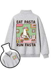 EAT PASTA RUN FASTA Half-Zip Fleece Pullover