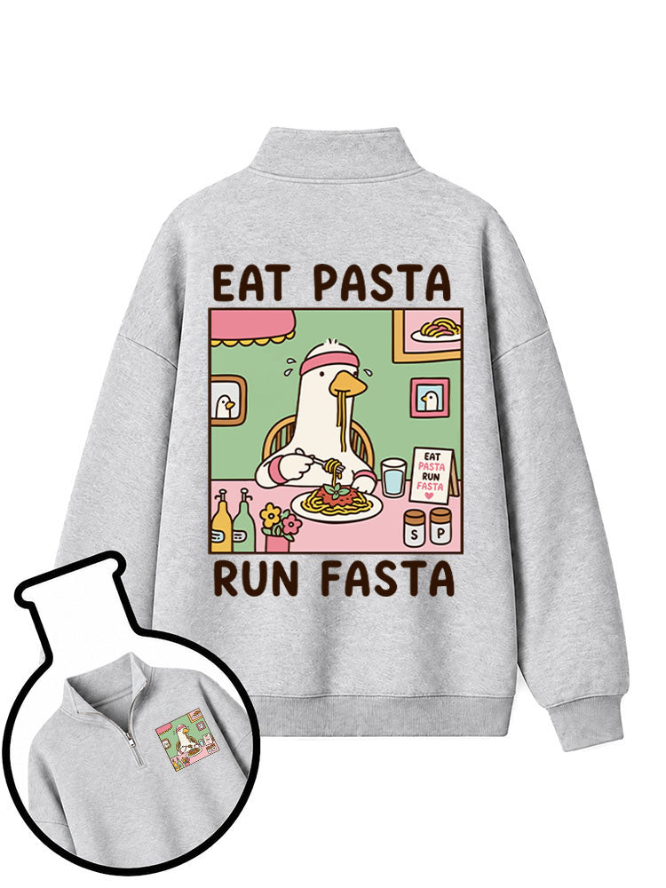 EAT PASTA RUN FASTA Half-Zip Fleece Pullover