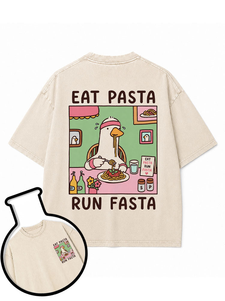 EAT PASTA RUN FASTA Washed T-Shirt
