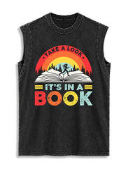 TAKE A LOOK IT'S IN A BOOK Vintage Washed Cotton Tank Top