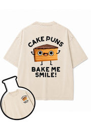 CAKE PUNS BAKE ME SMILE Washed T-Shirt