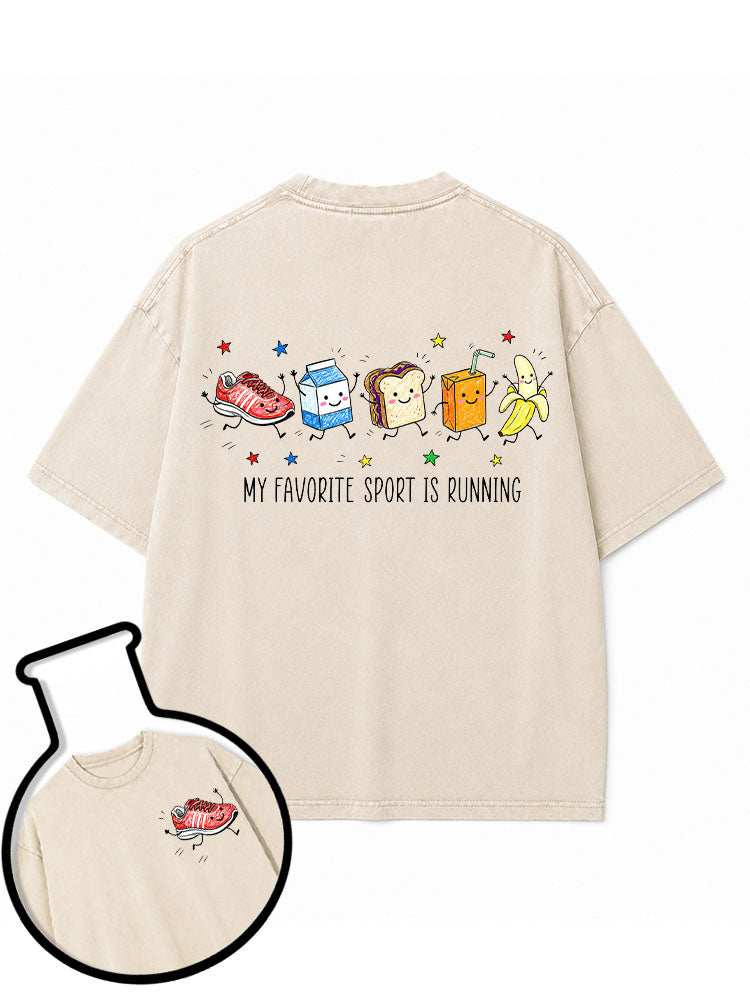 MY FAVORITE SPORT IS RUNNING Washed T-Shirt