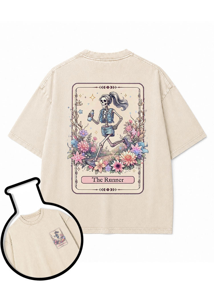 Skeleton Runner Tarot Washed T-Shirt