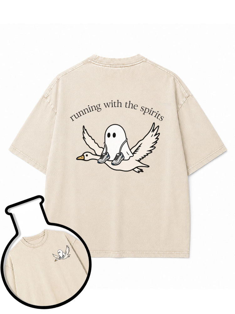 running with the spirits Washed T-Shirt