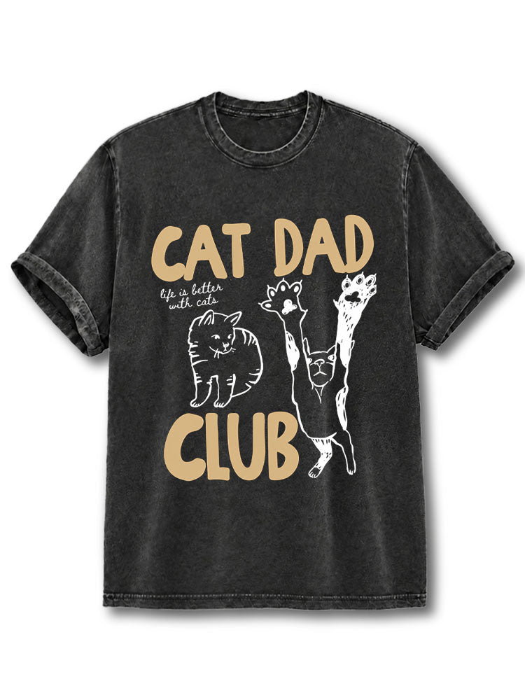 CAT DAD CLUB Washed T-Shirt