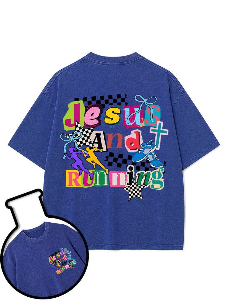 Jesus And Running Washed T-Shirt
