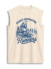 EASILY DISTRACTED BY Runners Vintage Washed Cotton Tank Top