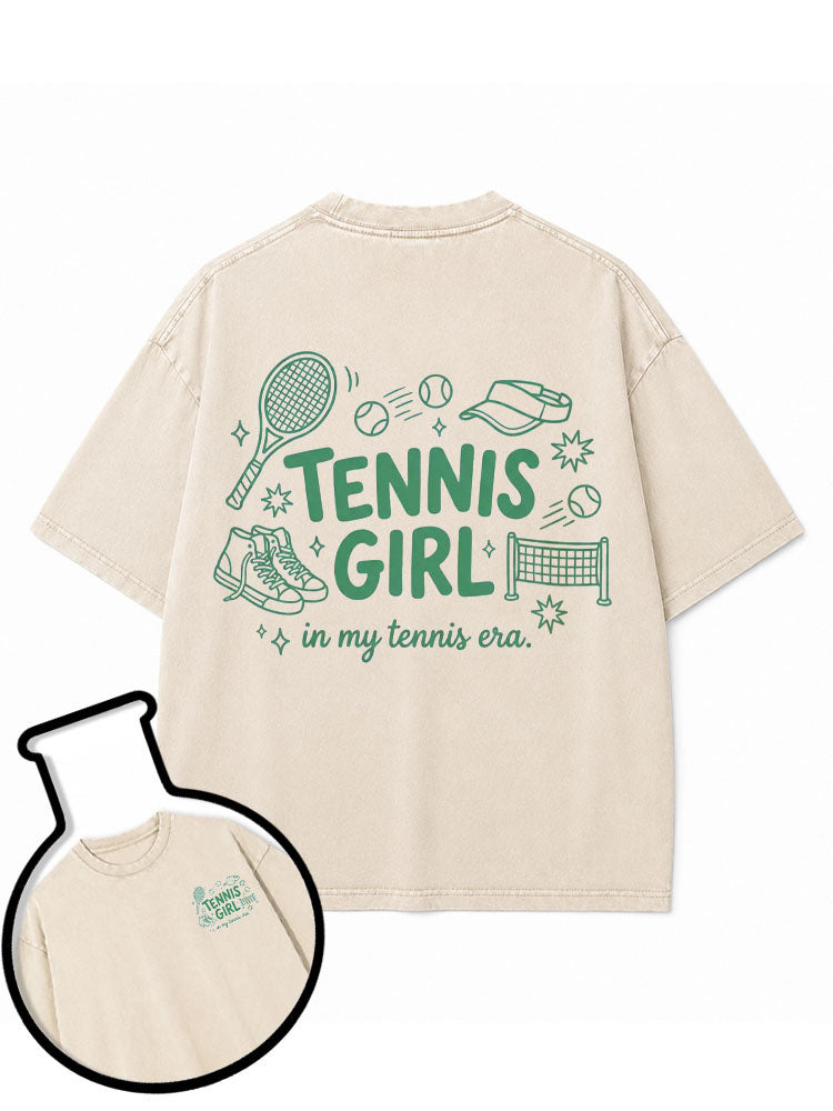 TENNIS GIRL in my tennis era Washed T-Shirt