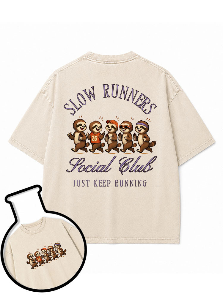 SLOW RUNNERS Social Club Washed T-Shirt