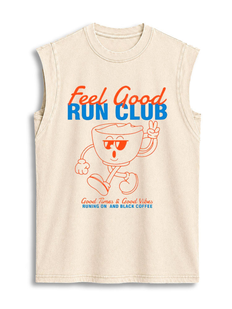 Feeling Good Run Club Vintage Washed Cotton Tank Top