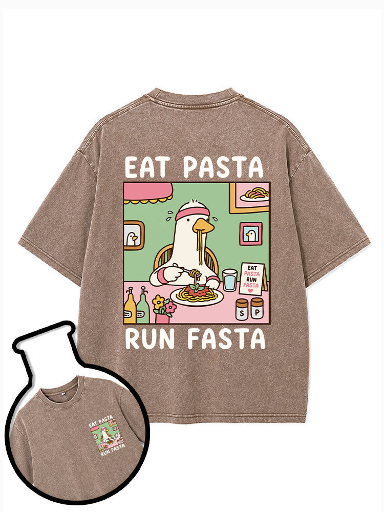 EAT PASTA RUN FASTA Washed T-Shirt