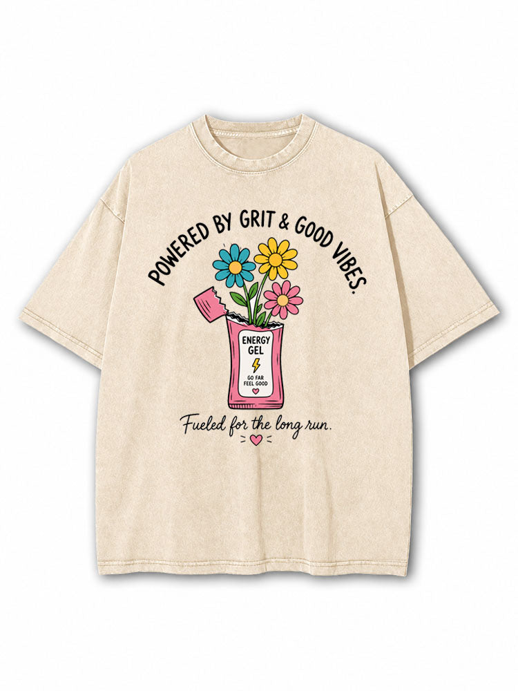 Powered By Grit&Good Vibes Washed T-Shirt