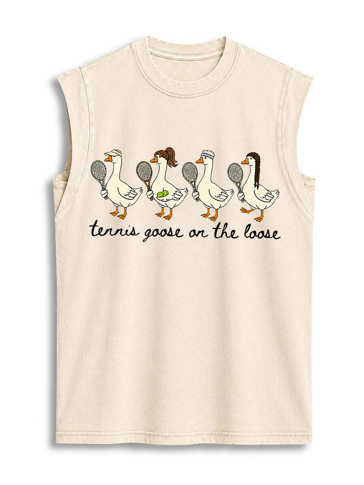 tennis goose on the loose Vintage Washed Cotton Tank Top