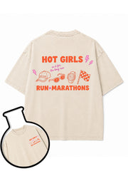 HOT GIRLS RUN MARATHONS IN IT FOR THE LONG RUN Washed T-Shirt