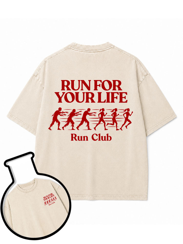 RUN FOR YOUR LIFE Run Club Washed T-Shirt