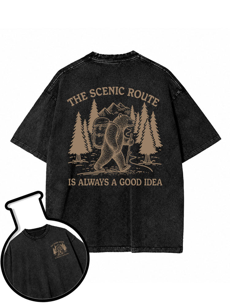 THE SCENIC ROUTE  IS ALWAYS A GOOD IDEA Washed T-Shirt