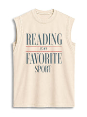 READING IS MY FAVORITE SPORT Vintage Washed Cotton Tank Top