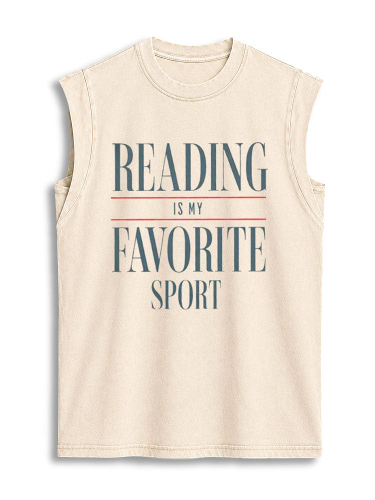 READING IS MY FAVORITE SPORT Vintage Washed Cotton Tank Top