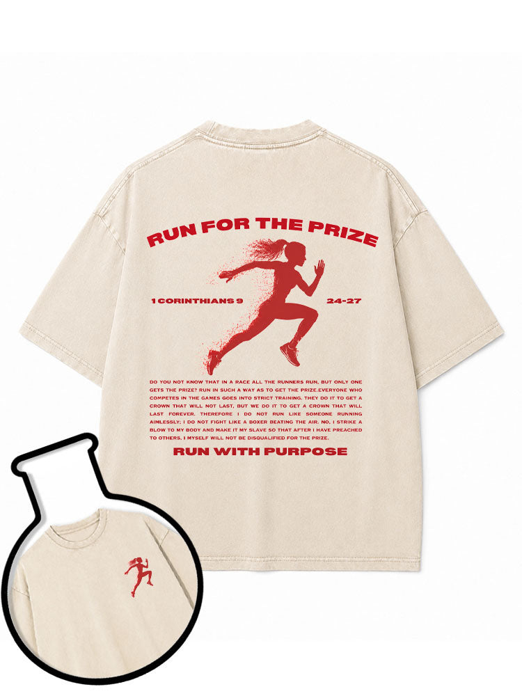 RUN FOR THE PRIZE Washed T-Shirt