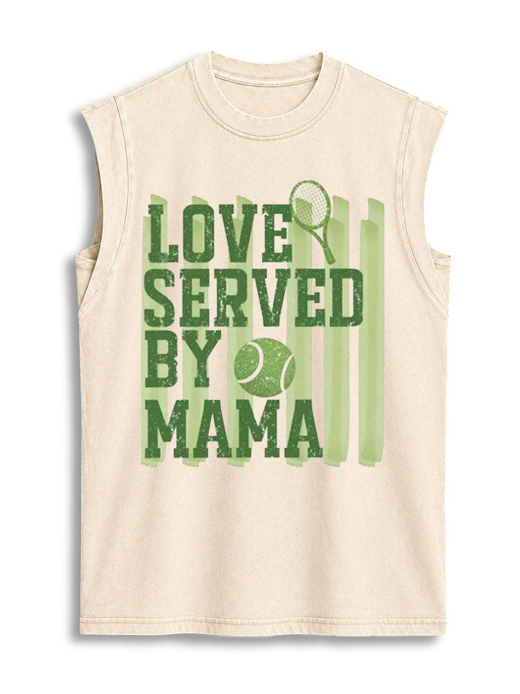 LOVE SERVED BY MAMA Vintage Washed Cotton Tank Top