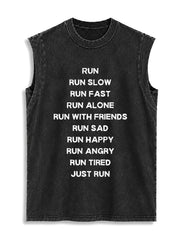 JUST RUN Vintage Washed Cotton Tank Top