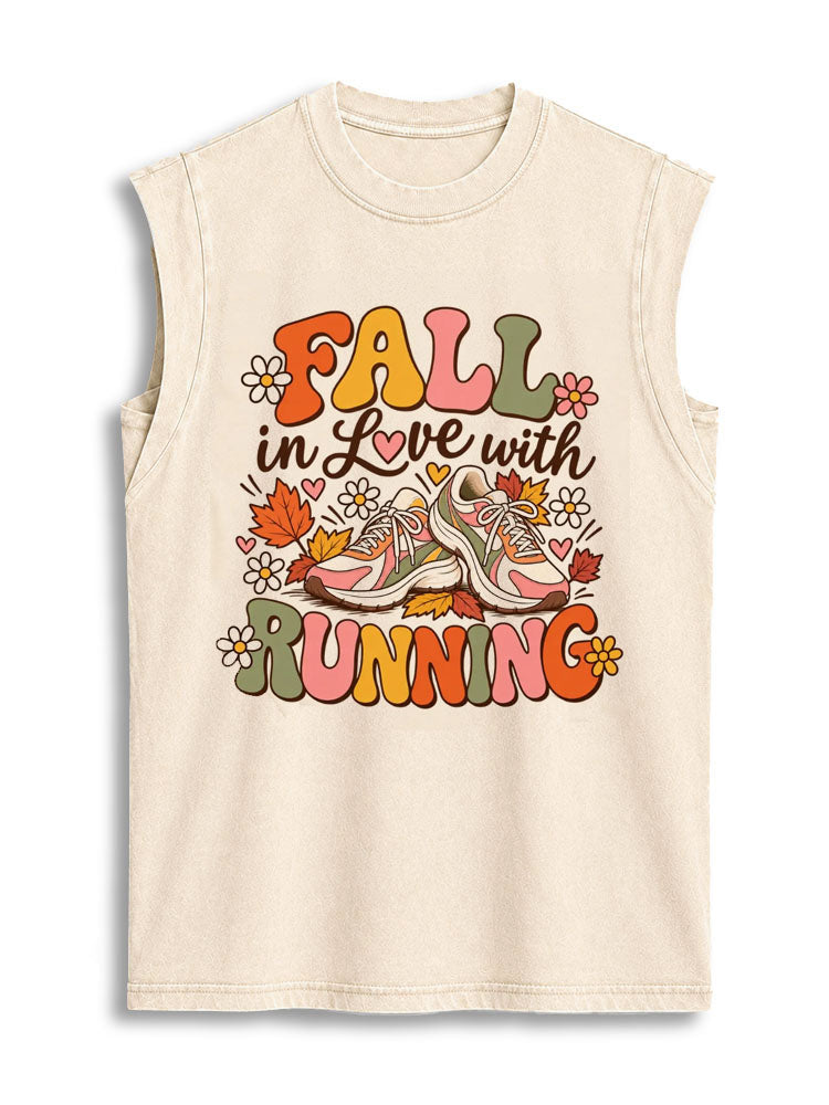 FALL IN LOVE WITH RUNNING Vintage Washed Cotton Tank Top